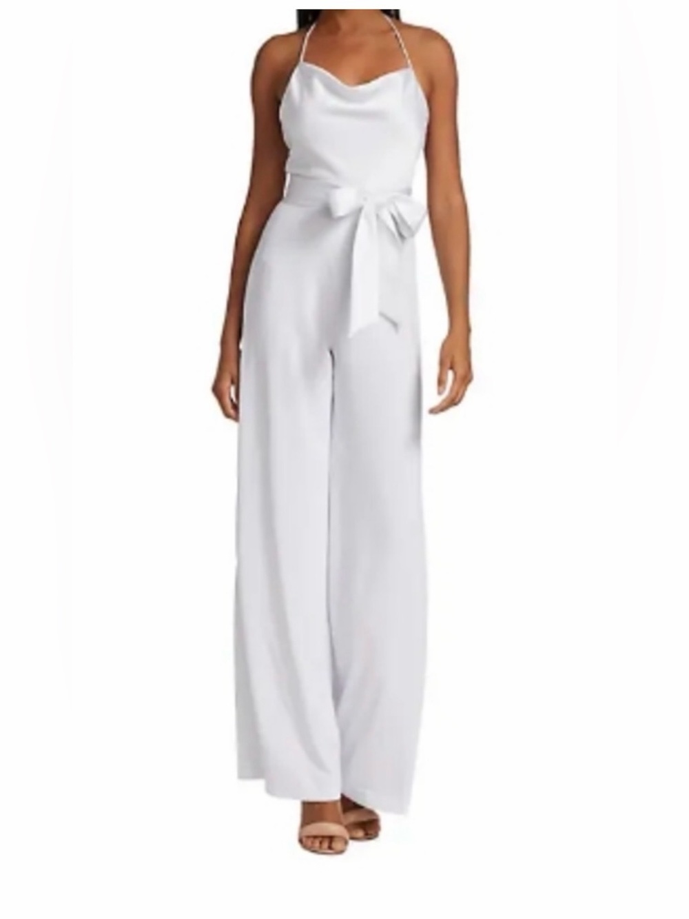 NWT - $495 Alice + Olivia Wide-Leg off White Jumpsuit with Waist Tie size 4